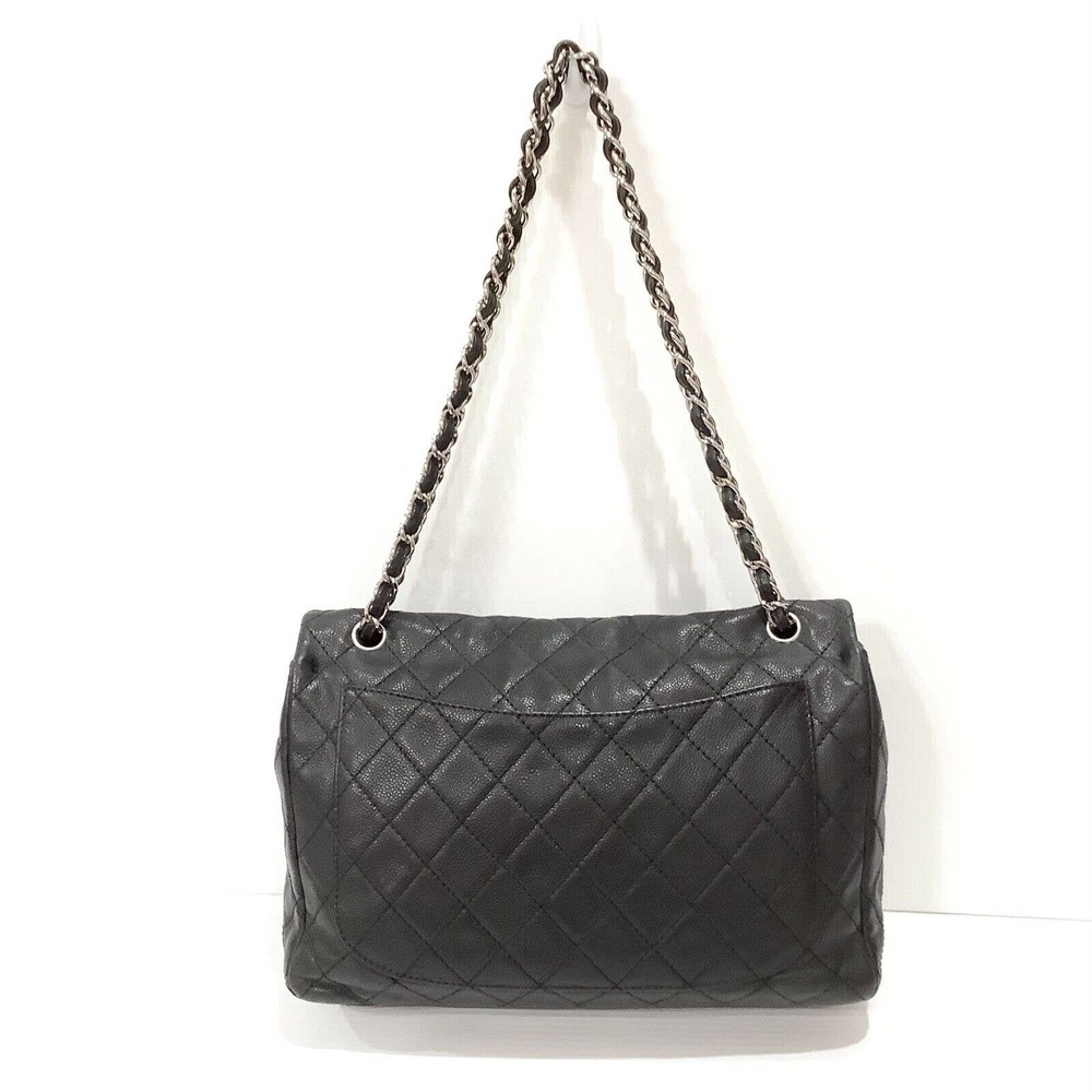 CHANEL MAXI Black Caviar Classic Single Flap Handbag SHW Shoulder Bag - Picture 4 of 16